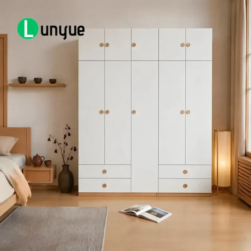 Steel Wardrobe with Drawers Removable Wood Metal Adjustable Eco Friendly Locker Easy to Assemble for Home Bedroom Storage