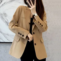 Blazer coréen à poches boutonnées pour femmes, vêtements décontractés pour femmes, blazers de bureau assortis, mode automne, nouveau, 2023