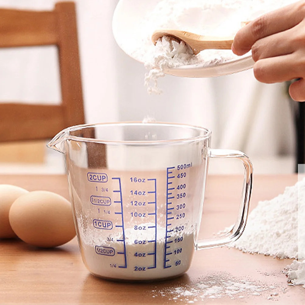 

500ml Glass Measuring Cup High Borosilicate Thickened Heat Resistant Kitchen Cooking Baking Milk Powder Liquid