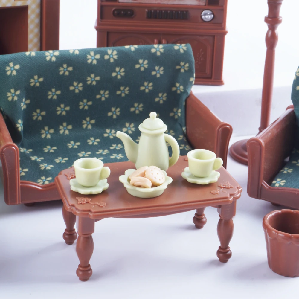 SENGTONGLE-E03 Set da soggiorno Casa delle bambole Mobili in miniatura Divano TV Giochi di imitazione Accessori per la casa delle bambole per i regali della ragazza del ragazzo
