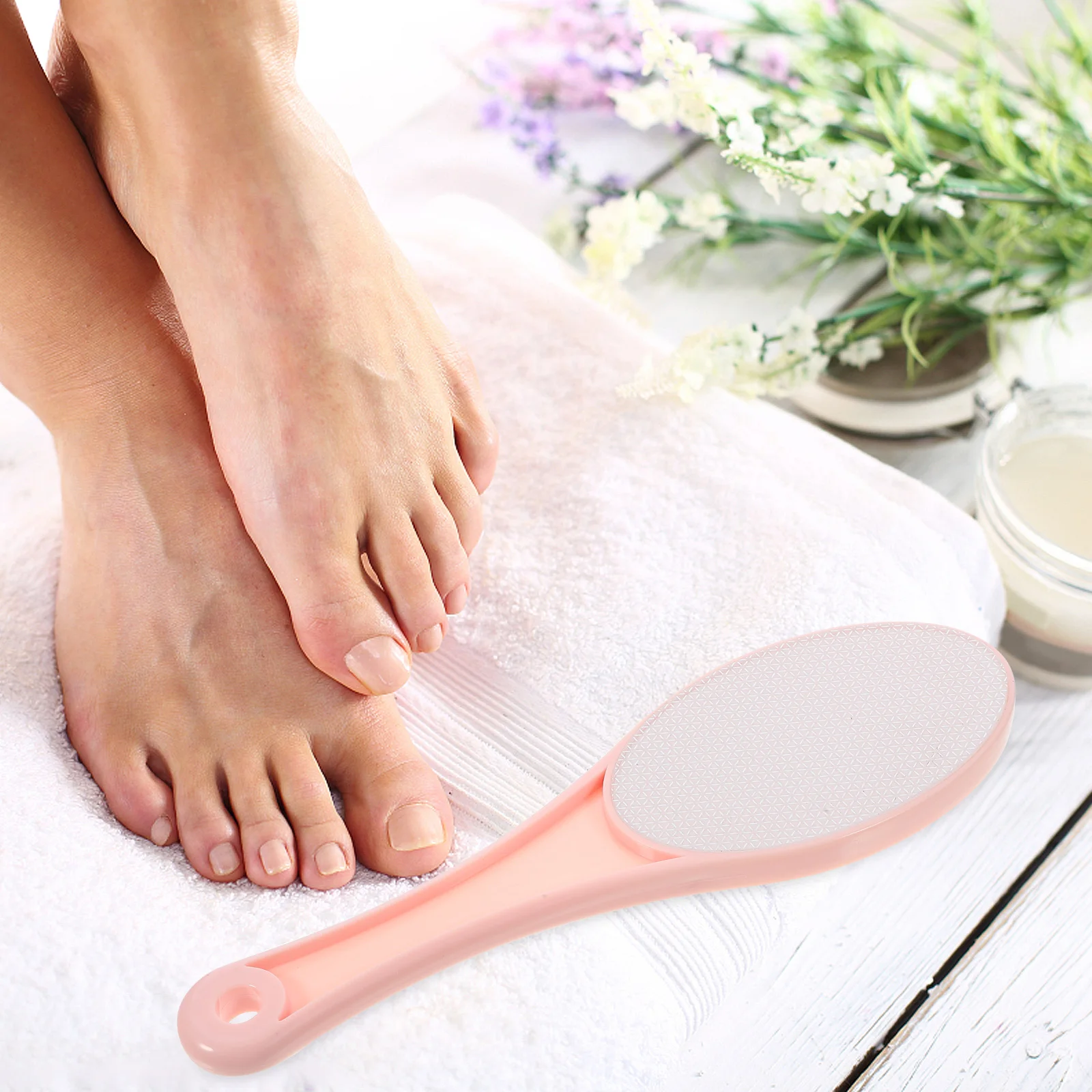 

2 pcs Pink Double Sided Foot Scrubber H held Pedicure Tool for Dead Skin Calluses Remover Reusable Portable Nail File