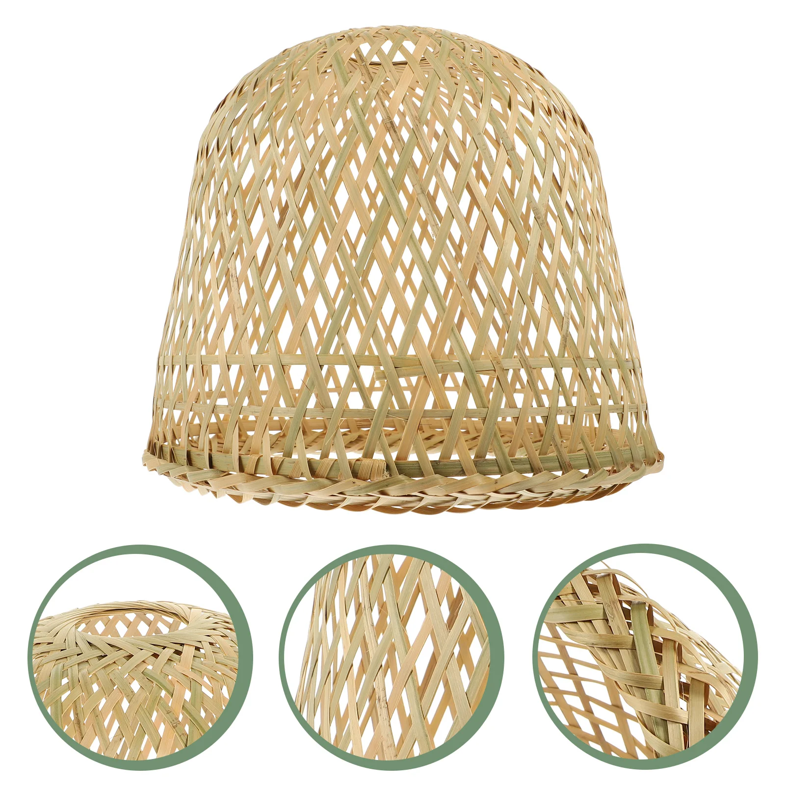 

Lamp Shade Ceiling Fan Wicker Bamboo Lampshade Black Floor Cover Khaki Weaving Retro Decor