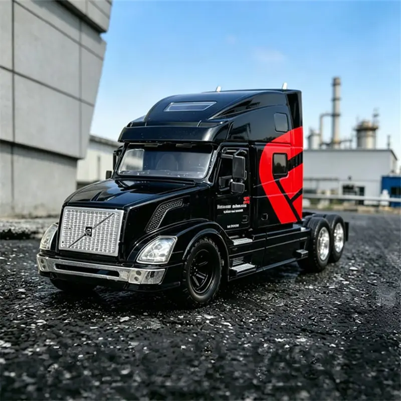 Modelo de Camión Remolque de Aleación 1/32, Camión Contenedor de Metal Fundido a Presión, Vehículo de Ingeniería, Regalo
