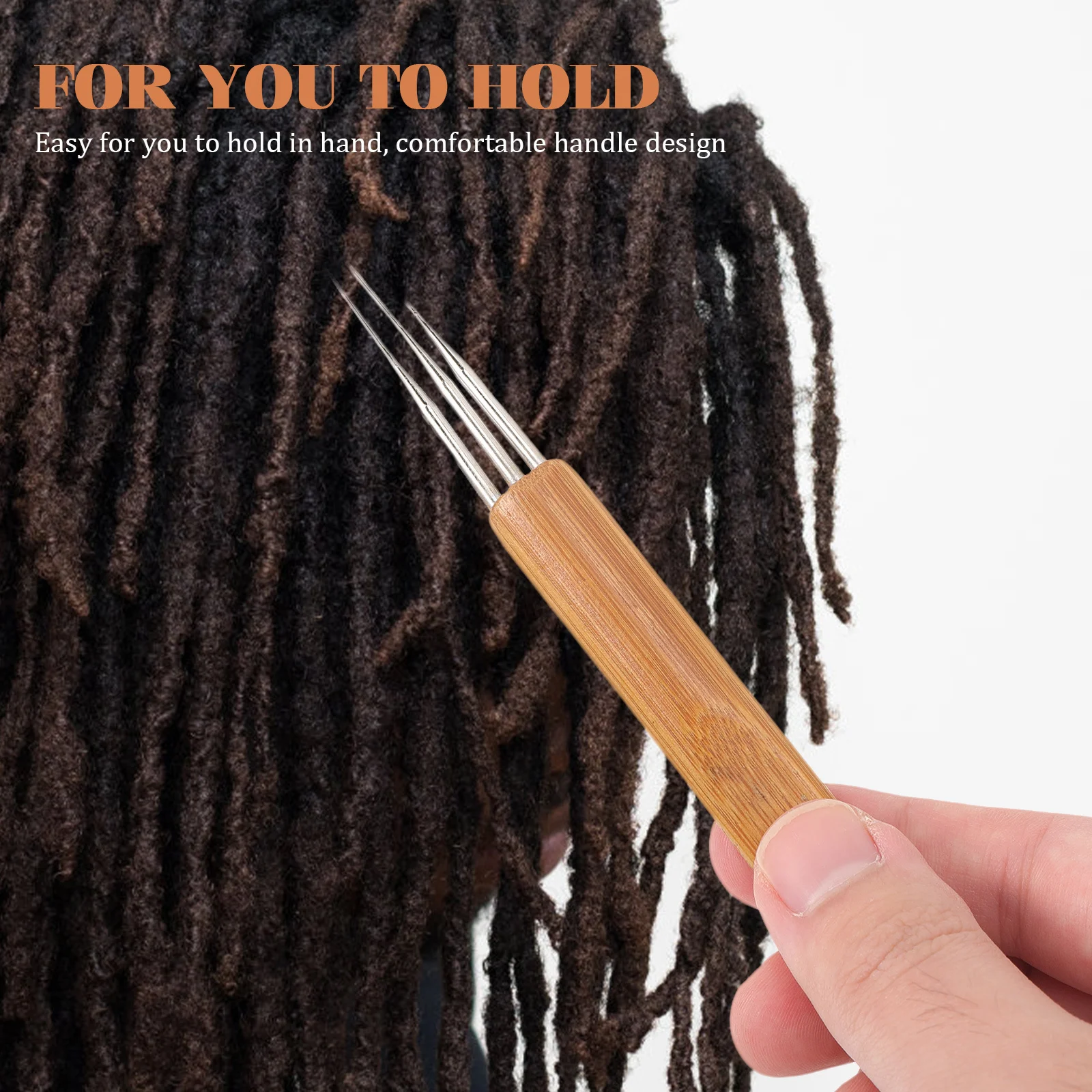 

3Pcs Bamboo Crochet Hooks Portable Dreadlocks Hair Needles Lightweight Braiding Tools for Fast Woven Dreadlocks Hair Maintenance