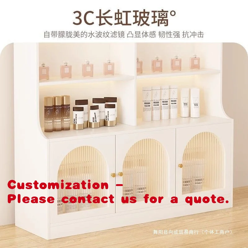 

Customize.Skincare Storage Rack Glass Door Shelf Cabinet Cosmetics Display Cabinet Multi-layer Nail Beauty Salon Display Product
