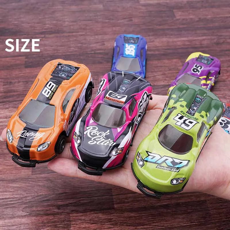 Jouets de voiture de course en alliage pour enfants, éjection Crash, retournement à 360 °, inertie, motif graffiti cool, côtes arrière, 2 pièces