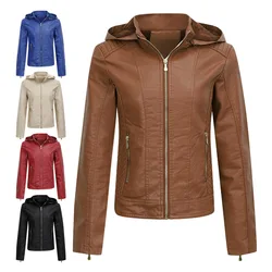 2024 nuovo cappotto in pelle spessa in pile con cappotto a maniche lunghe con cappuccio giacca in pelle termica autunno e inverno moda donna