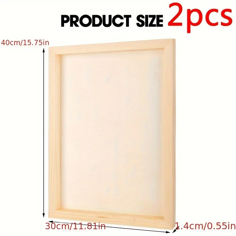 2PCS Wood Panel Board, Wood Canvas Rectangle Wooden Panel Boards for Painting, Pouring, Arts Use with Oils, Acrylics