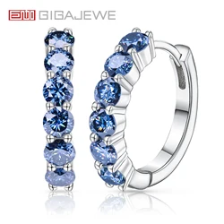 GIGAJEWE Hoop Earring Moissanite Natural Blue Color VVS1 S925 Silver 18K Gold Plated Diamond Test Passed Jewelry Woman Wife Gift