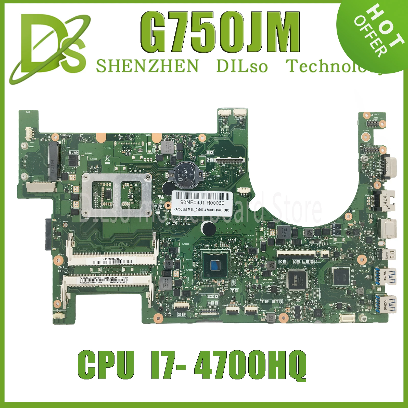 

KEFU G750J Mainboard For ASUS G750JYA G750JZ G750JW G750JX G750JM G750JS Laptop Motherboard With I7-4700HQ I7-4710HQ 2D-LCD