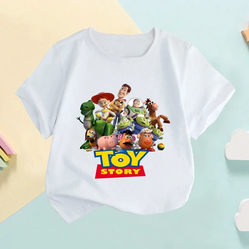 Toy Story Buzz Lightyear Woody Print Cartoon Kids T-shirt Children's Clothes Summer Baby Girls Tops Boys Short Sleeve T shirts