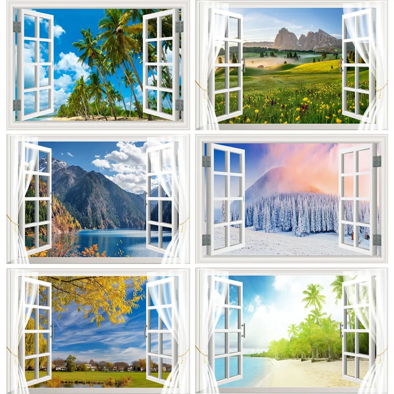 Outside The Window Natural Scenery Photography Background Indoor Decorations Photo Backdrops Studio Props  22523 CHFJ-08