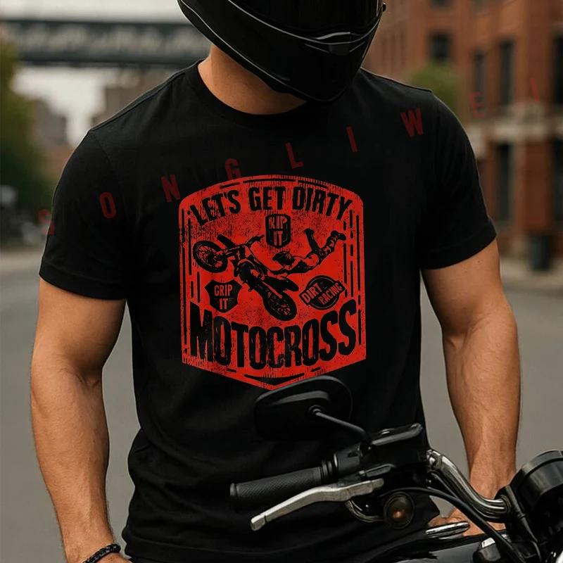 

Let'S Get Dirty Graphic Men's T Shirt Moto Casual Dress Cotton Round Neck Short Sleeved T-shirt Tees