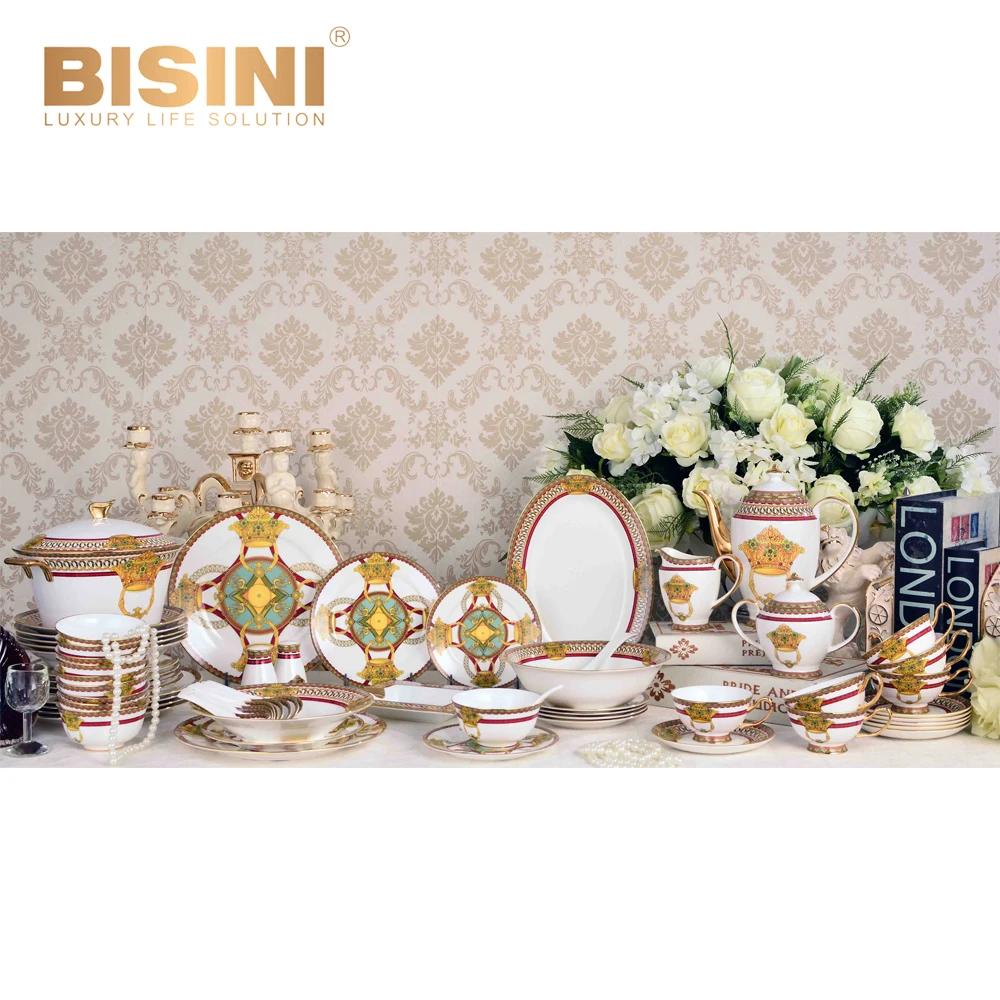 STLFHot Selling Porcelain Dinner Set Ceramic Tableware Set Luxury Dinnerware /European Simple Style Cookware Set With 24K Gold