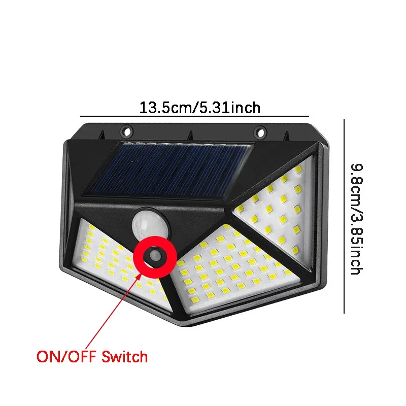 1/2/4 PIÈCES Nouvelles Lampes Solaires Applique Extérieure PIR Capteur De Mouvement 100LED Solaire Alimenté Lumière Du Soleil Réverbère pour Jardin Cour