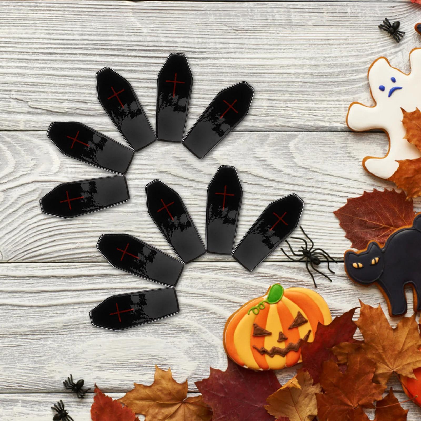

10 Pcs Props Black Coffin Ornaments Resin Halloween Decor Shape Adornment