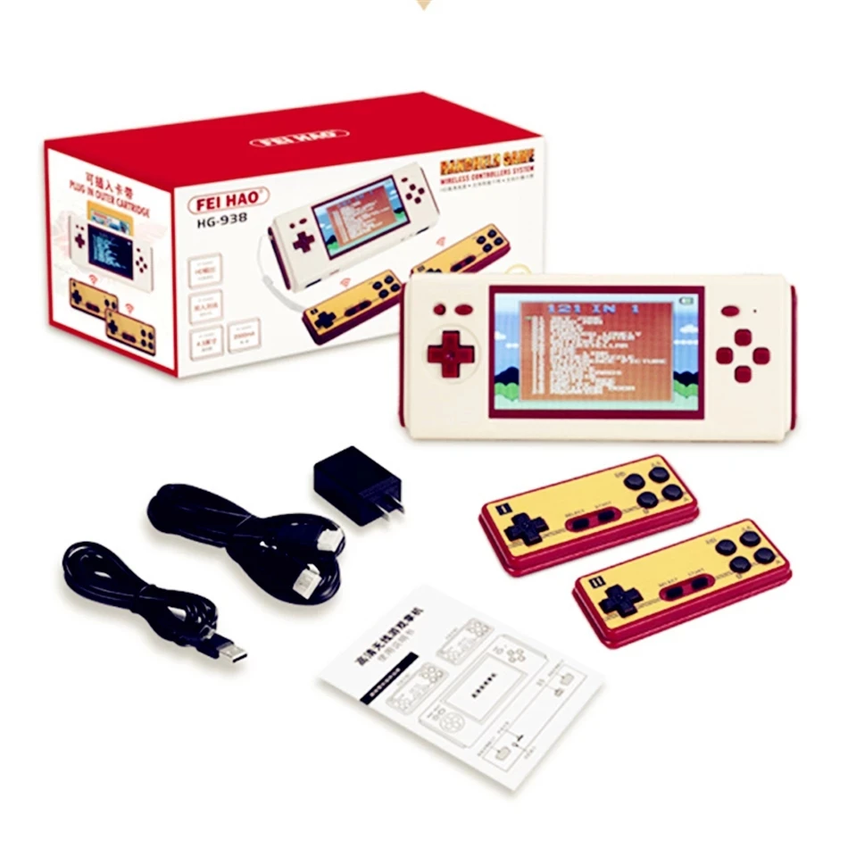 Handheld Game Console Nostalgic Built-in 112 Games 4.3 Inch HD Large Screen Compatible With FC Yellow Multi Cartridge FOR NES