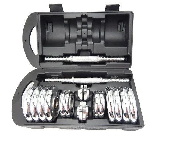 

20kgs Cast Iron Chrome Plating Adjustable Gym Equipment Barbell Dumbbell Set with Connecting Rod 2025 New