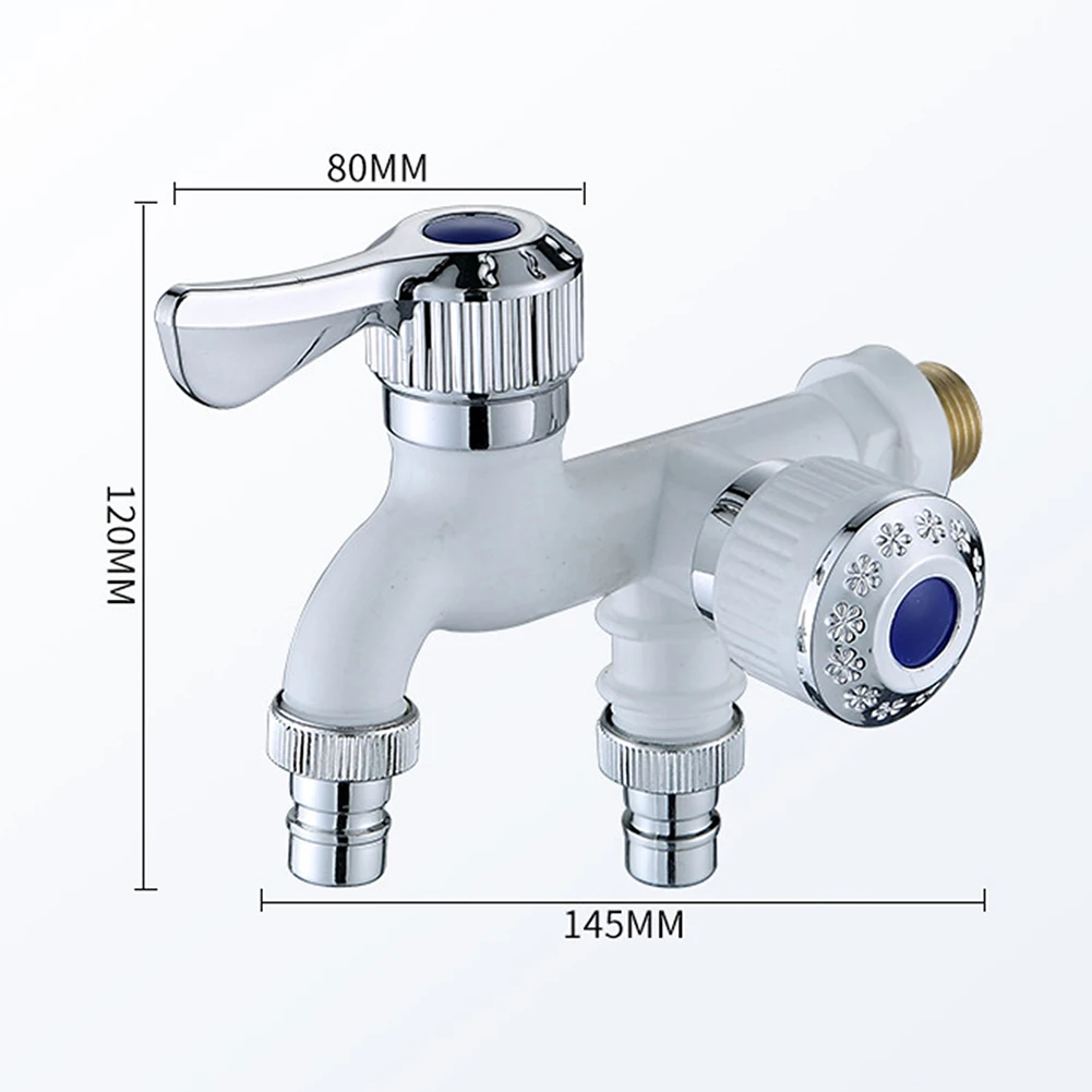 Water Faucet 2 in 1 Dual Head Spout Laundry Washing Tap Wall Mount Outdoor Garden Washing Machine Taps