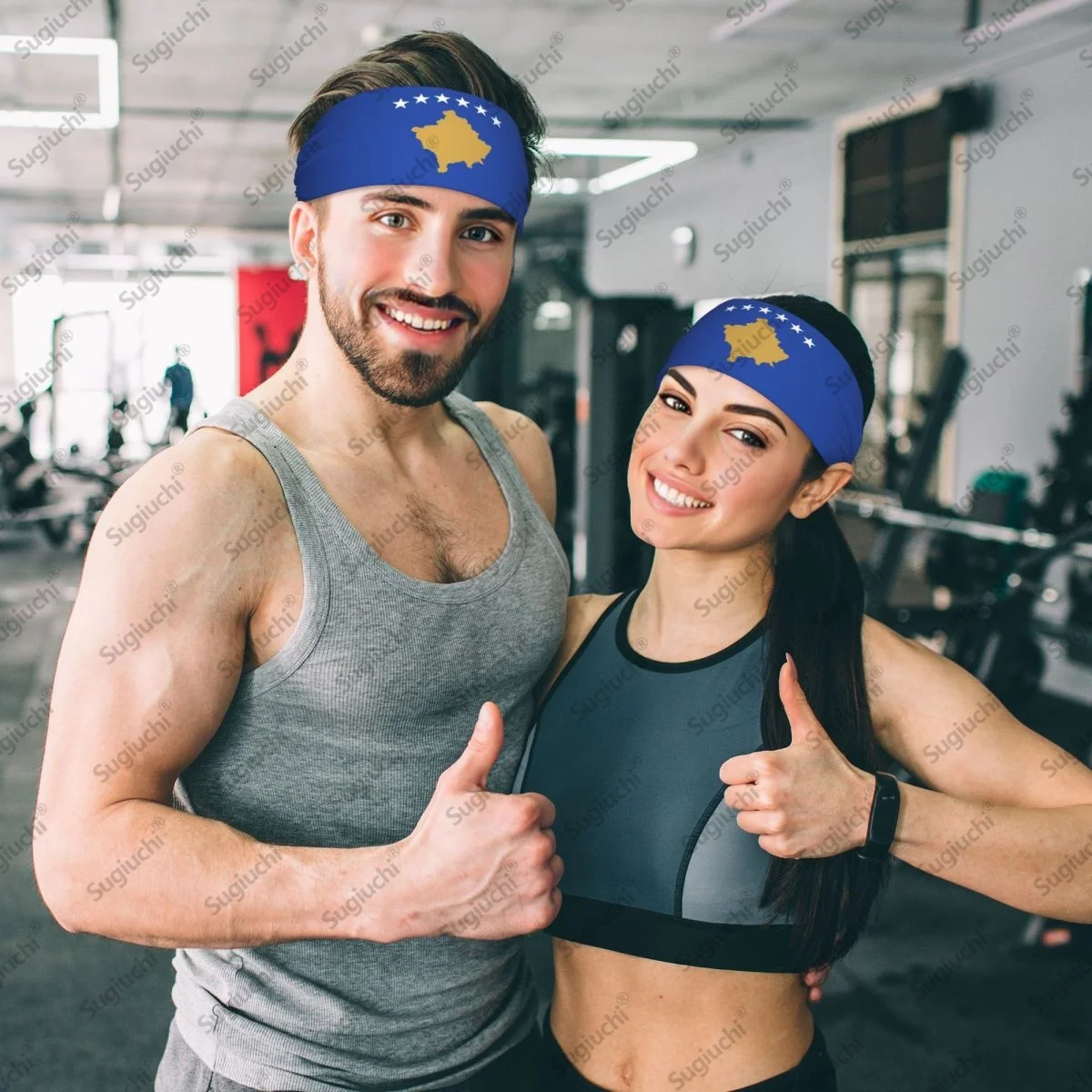 

2025 Kosovo Flag Sweatband Women Men Moisture Wicking Syriac Aram Gym Headband for Cycling Yoga