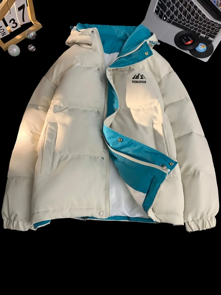 

Teenage Boys Thiened Cotton Jaet 2024 New Sle Bread Coat Winter Warm Hooded Men's Cotton Outerwear Cold-resistant Coat