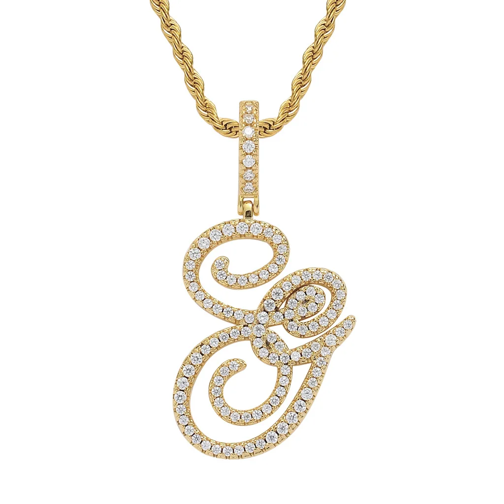 A-Z Zircon Crown Initial Alphabet Pendant Rock 26 Letters Custom Necklace Handsome Punk Hip-Hop Style Chain Jewelry Women Gifts