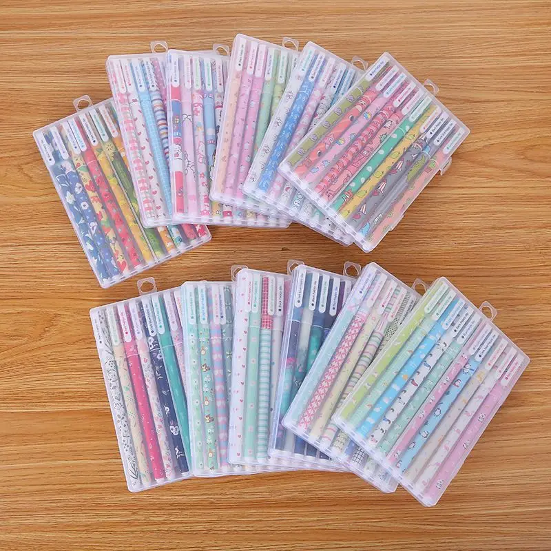 Ellen Brook 1 Set /10PCS Colorful Colored Gel Pen Animal Starry Star Text Marker Floral Stationery Office School Supplies