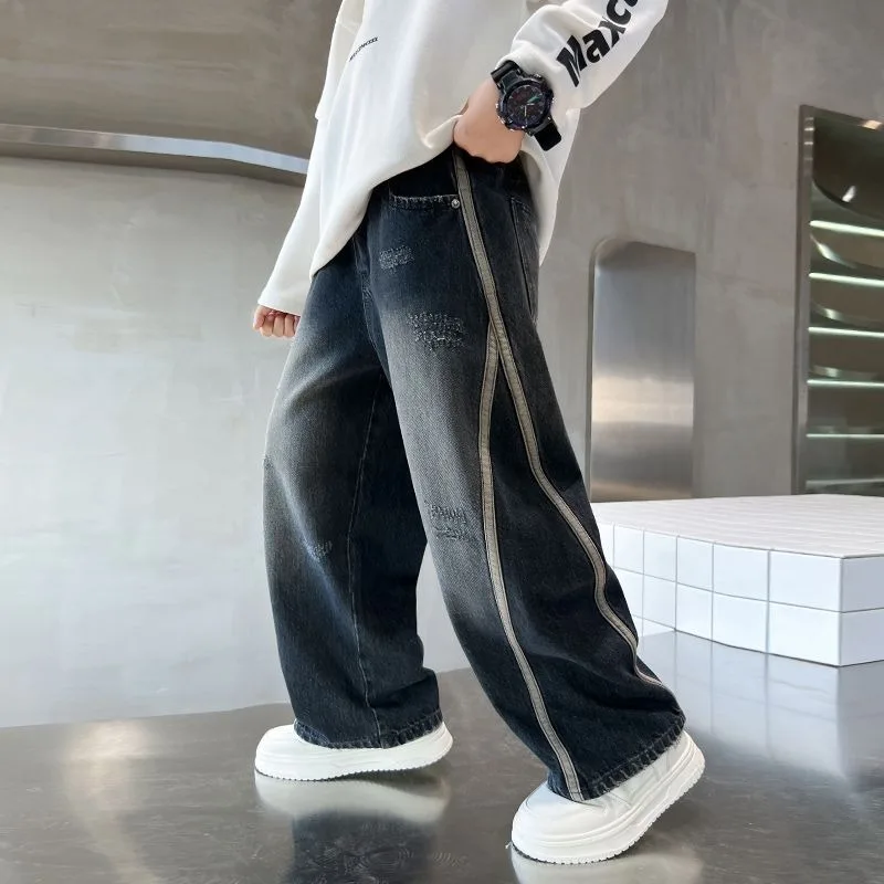 2025 New Boys Straight Jeans Big & Tall Kids Autumn Winter Denim Pants Boys Long Jeans 4 2025 New Boys Straight Jeans Big & Tall Kids Autumn Winter Denim Pants Boys Long Jeans 4