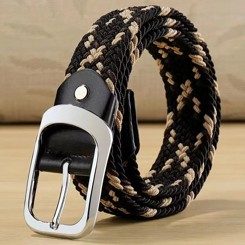 Men Luxury Color Pattern Universal Women Woven Elastic Canvas Belt Non porous Casual Interspersed Breathable Comfortable match