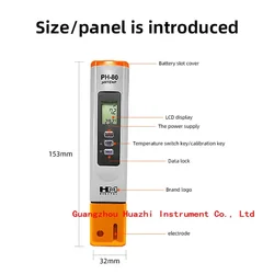 HM digital PH-80 portable Home water Ph reagent water PH Meter  water quality testing measurement tester