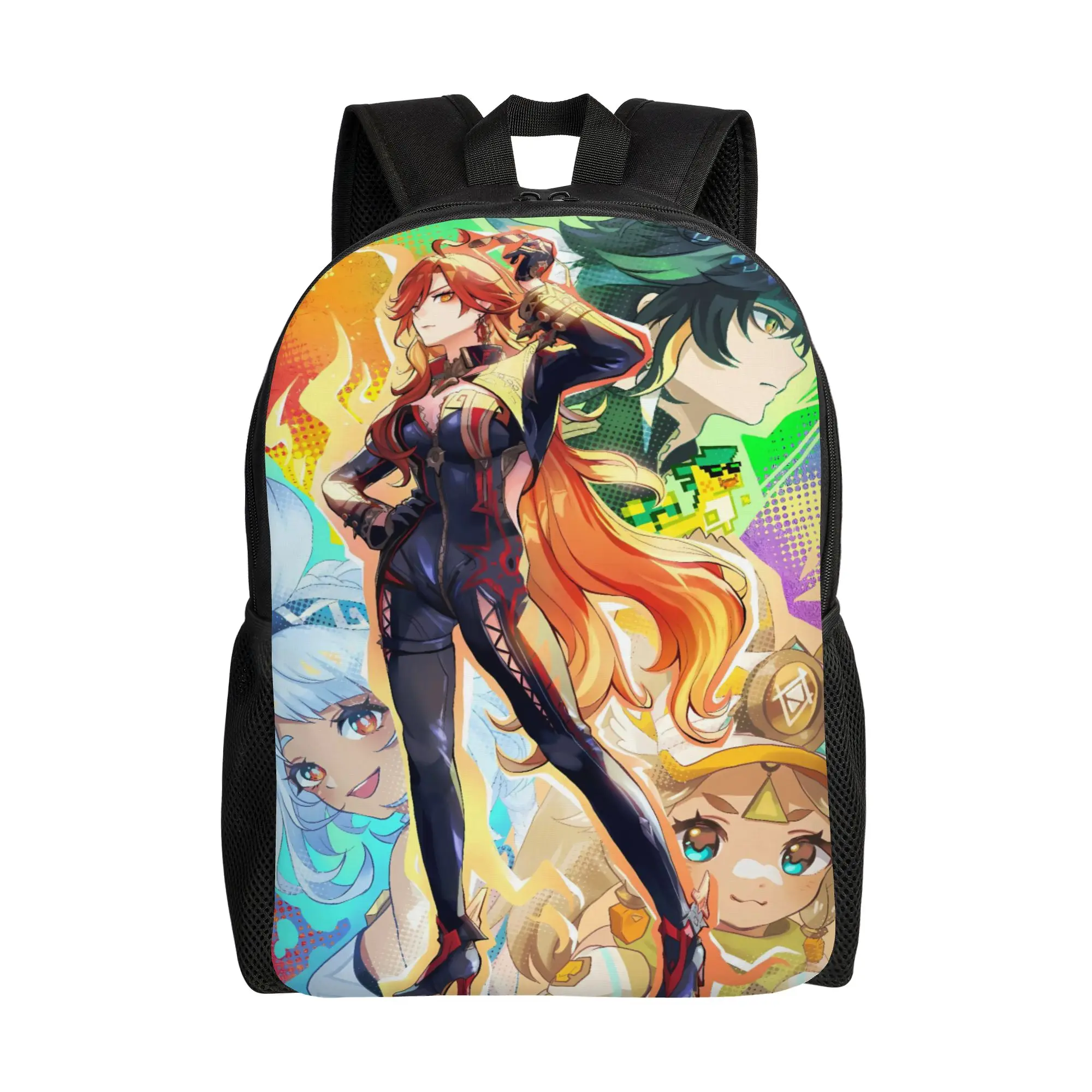 

Рюкзак Mavuika Genshin Impact с героями мультфильмов, спортивные рюкзаки из полиэстера для мальчиков, мягкие современные школьные сумки, рюкзак