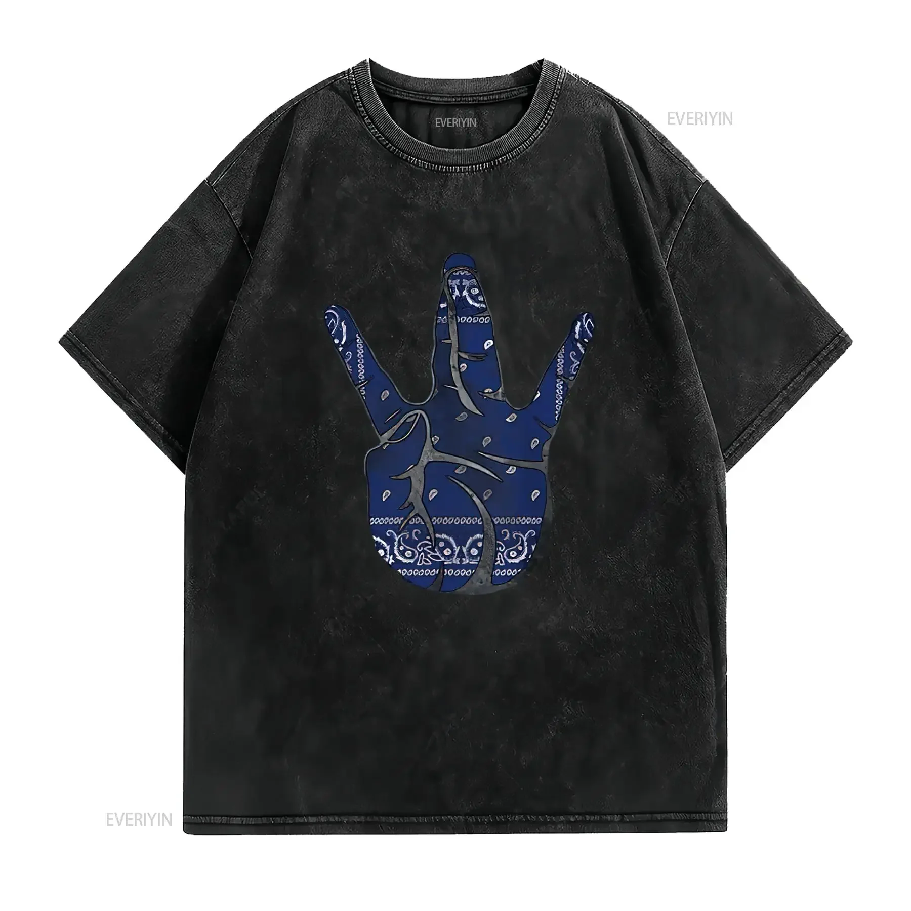Mens Westside blue rag bandana Street Wear hip hop vintage hands T Shirt White 3X Large vintage Washed graphic Slightly Unisex