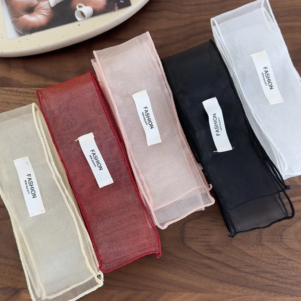 

Decorative Solid Color Silk Scarf Y2K Thin Organza Headscarf Narrow Scarf Summer
