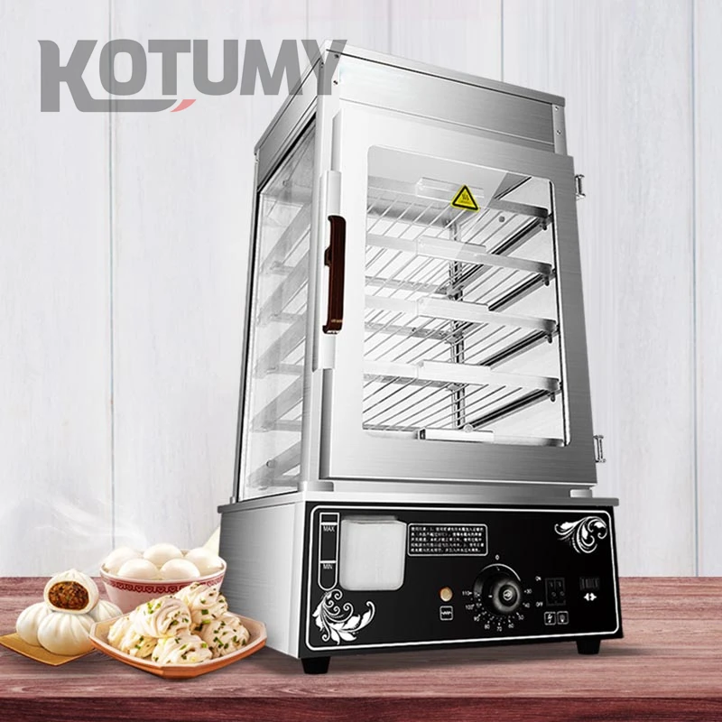 Commercial Stainless Steel Stuffed Bun Steam Machine Steamer Glass Cabinet Electric Bun Bread Steamer Machine