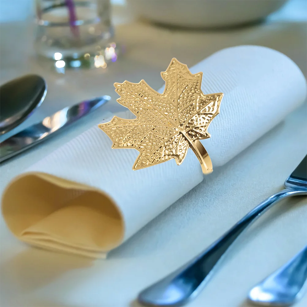

4Pcs Maple Leaf Napkin Holders Versatile Xmas Table Decor Simple Beautiful Elegant Touch Casual Formal Napkin Ring