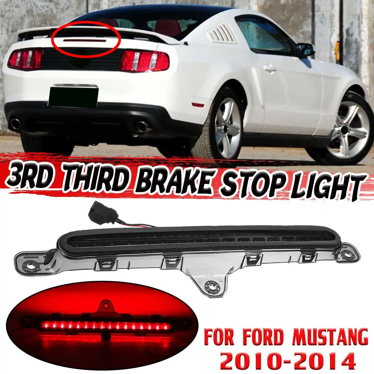 Red/Smoked Car Rear Tail Light High Mount 3rd Rear Brake Stop Light Additional Brake Light Lamp For Ford For Mustang 2010-2014