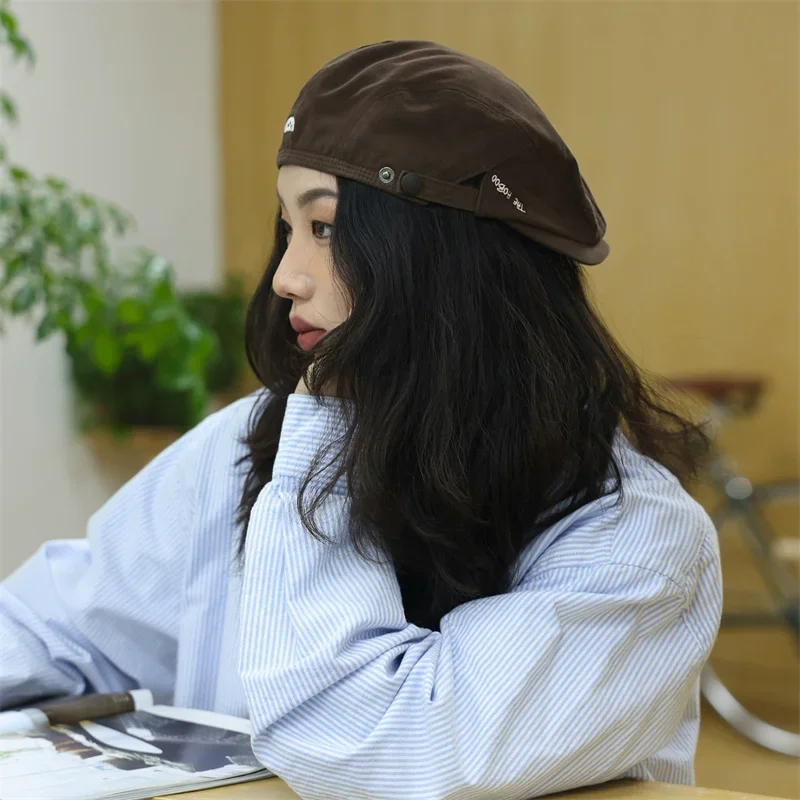 

Winter Fashion Solid Color Autumn For Girls Painter Hat Keep Warm Octagonal Cap Buckle Beret Women Caps Painter Hat