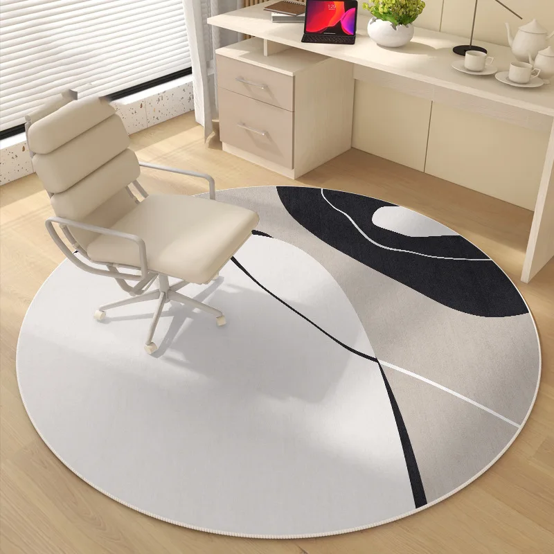 Round Rug, Easy-Care Crystal Velvet Geometric Floor Mat for Living Room or Study, Large Area Home Decor