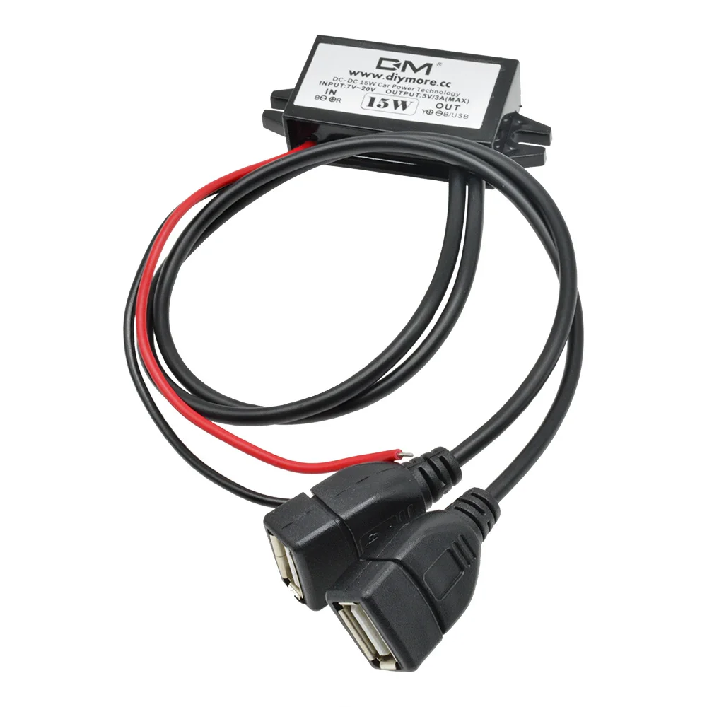 Wasserdichter 12-V-zu-5-V-Konverter, DC-DC-Abwärtsmodul, Netzteil, USB-Kabelanschluss, Buck-Netzteil