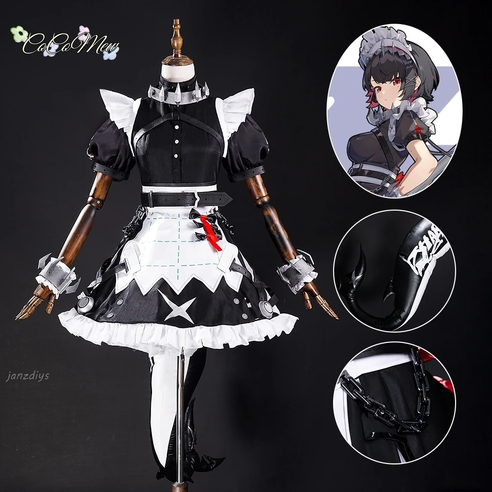 Zenless منطقة صفر إلين جو تأثيري حلي شعر مستعار خادمة فستان موحد الذيل فيكتوريا التدبير المنزلي جديد Eridu هالوين حفلة النساء