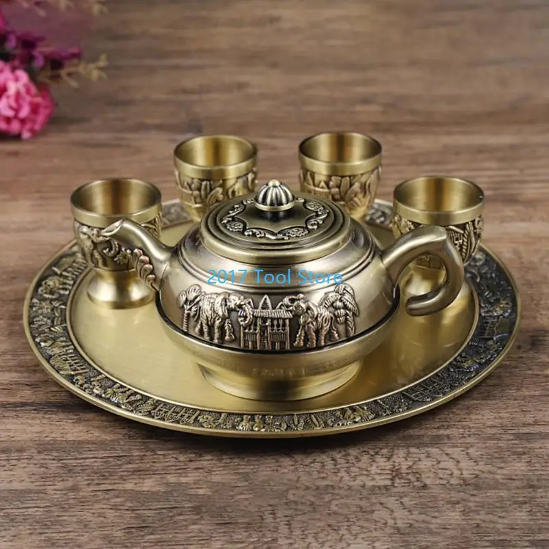 

K92A 6Pcs/Set Kettle Tray Wedding Home Decoration Gifts Set Dining Bar Barware Gi