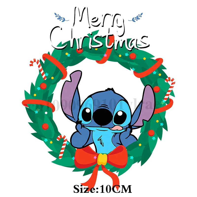 Merry Christmas Disney Lilo & Stitch UV DTF Cup Wrap DIY Glass Water Bottle Transfer Stickers Waterproof Permanent Adhesive Gift