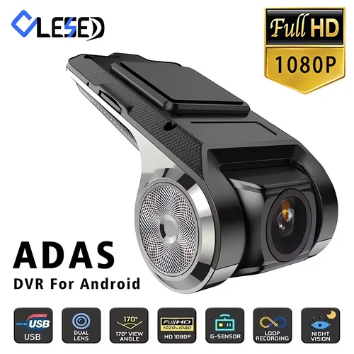 DVR USB para coche para navegador multimedia Android, cámara de salpicadero, cámara HD, grabadora de conducción, viene con función de asistencia de conducción ADAS