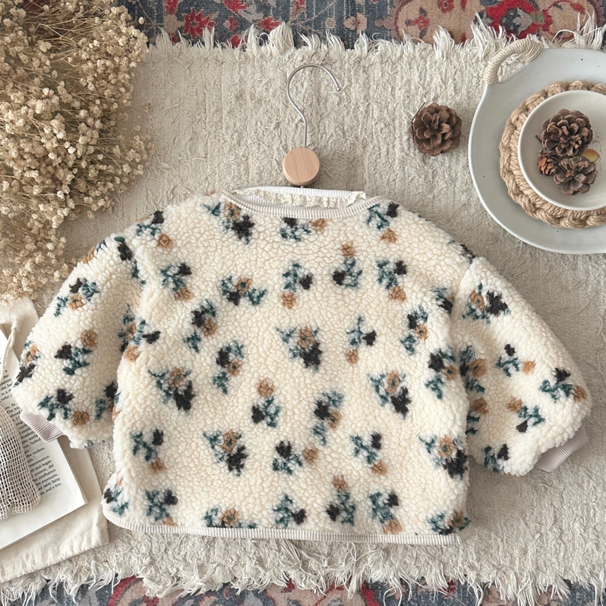 Warm Jacket Outwear For Newborn Baby Girl 0-3 Years Old Casual Fashion Small Flower Printed Winter Coat Long Sleeve Pocket