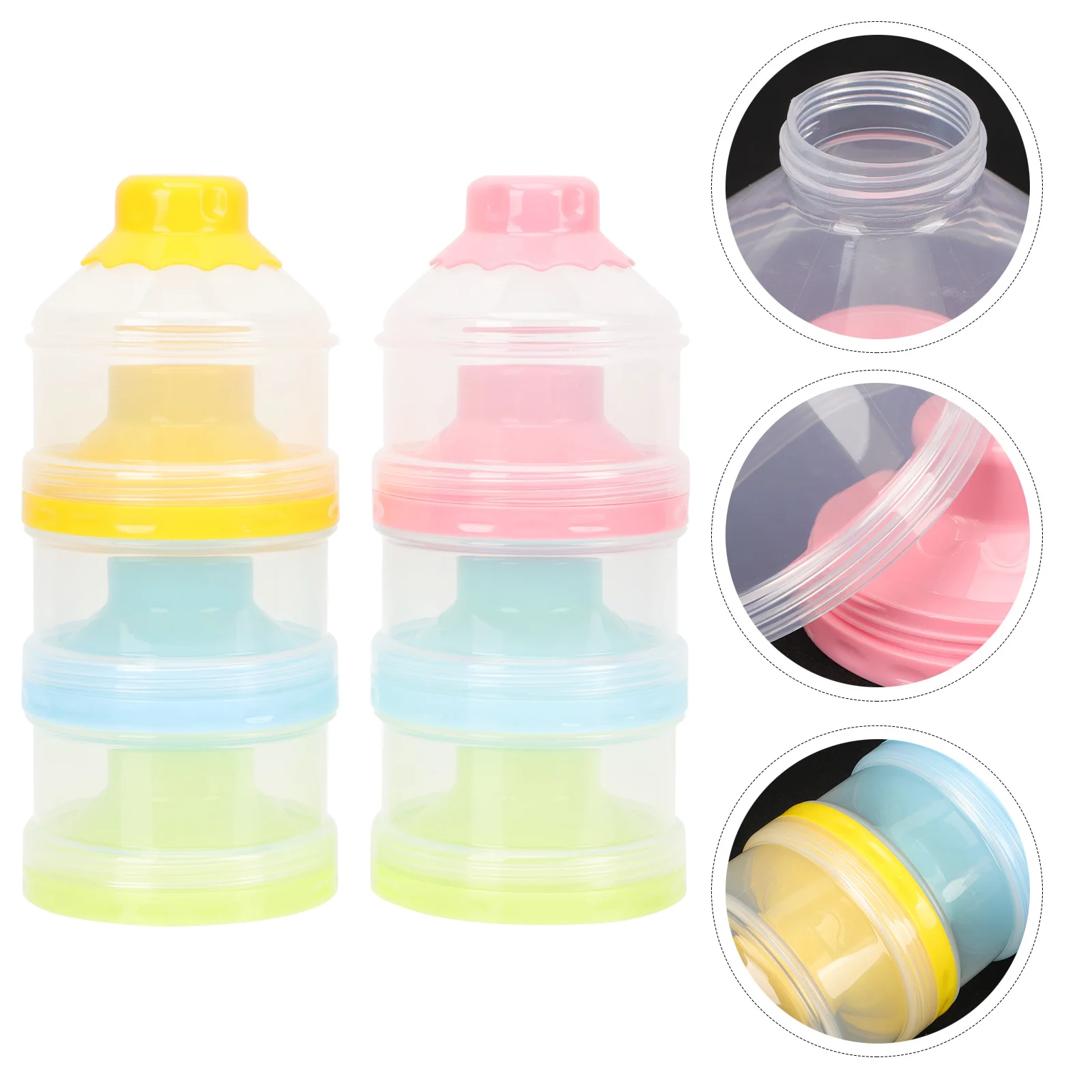 

2 шт. диспенсер для детской смеси, 3 слоя, штабелируемый дизайн, чистый портативный контейнер для хранения детской смеси, контейнер для детского сухого молока