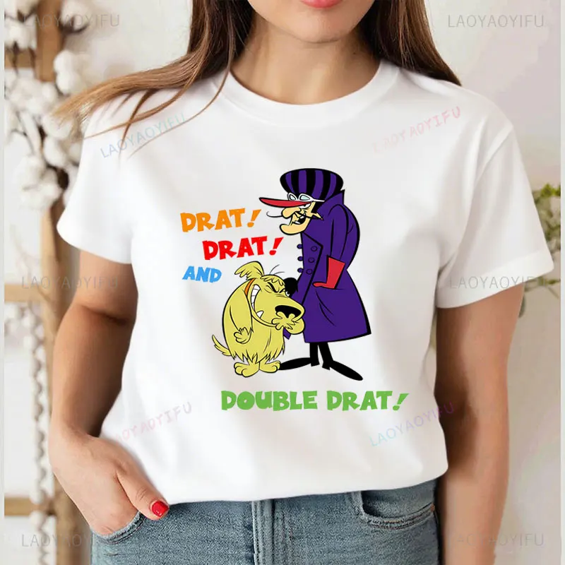 Adventure Time But It's Wacky Races Muttley Dog T-Shirt Vintage TV-Serie Lustiges Cartoon-gedrucktes T-Shirt Top Kawaii Comic Niedlicher Hund