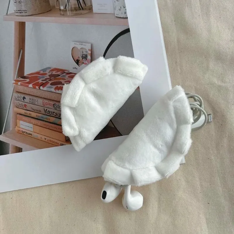 Dumpling Shaped Portable Cable Organizer Case, Anti-Tangle Earphone Wire Storage Pouch, Cute Bag Charm Accessory