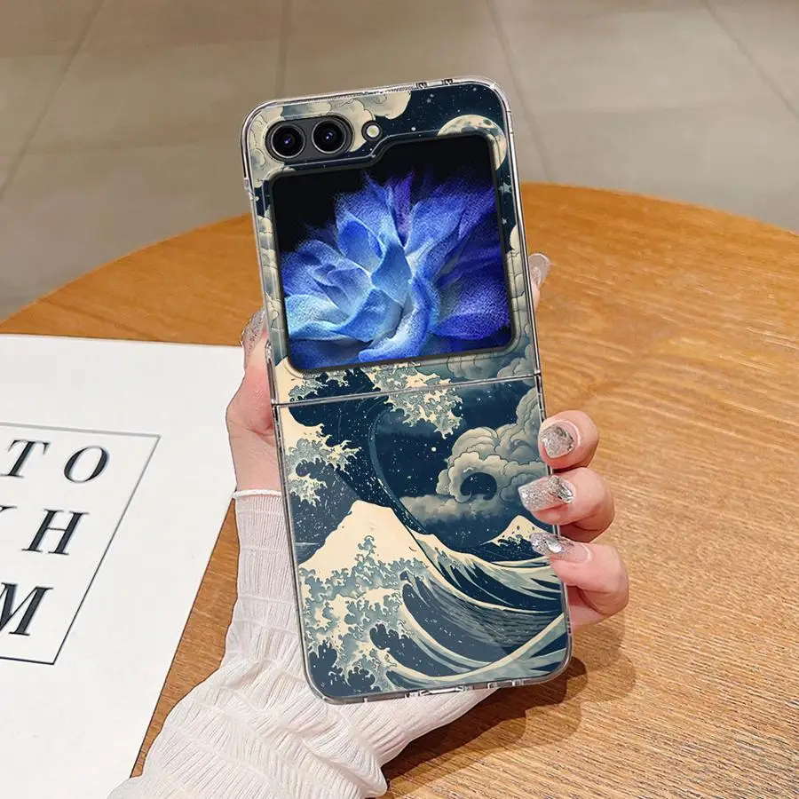Starry Night Breakers Phone Funda Case for Samsung Galaxy Z Flip 8 Z Flip 7 6 5 4 3 Flip5 Flip4 Flip3 Flip6 Flip7 FE