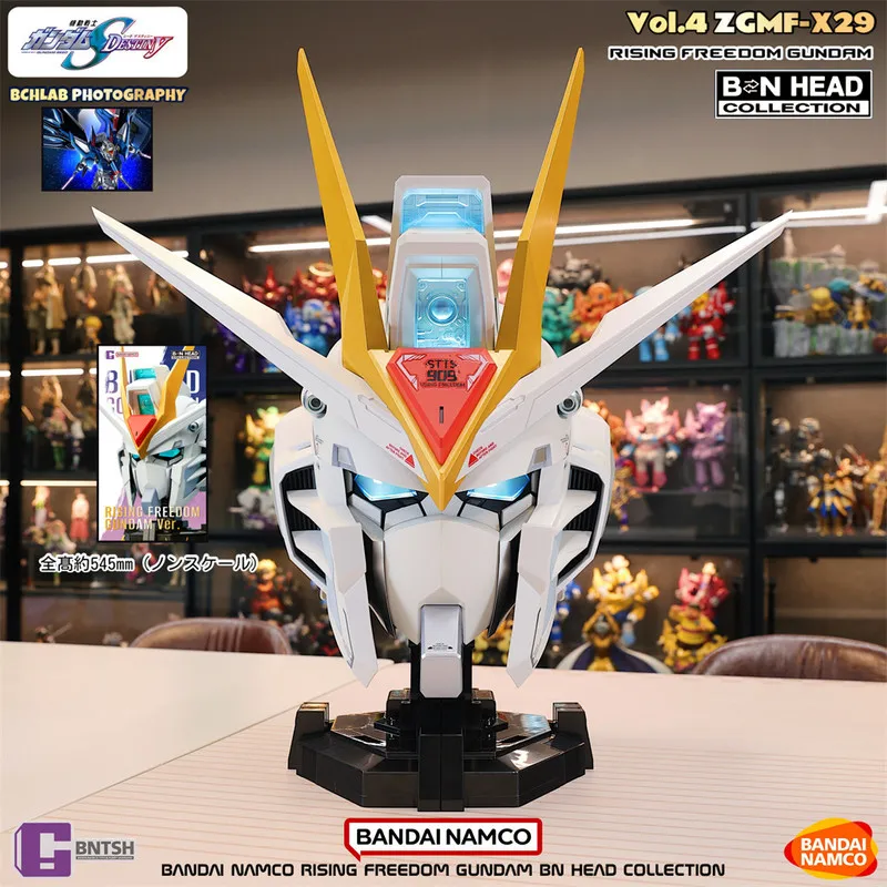 Bandai Namco Rising Freedom Gundam Bn Head Collection Large Scale Led Light Up Collectible Desktop Ornament For Anime Fans Gift