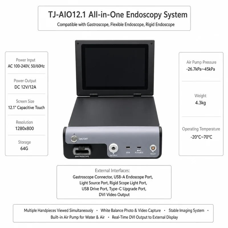 3-in-1 Integrated Endoscopy Processor with Electronic Gastroscope Flexible Endoscope Optical Rigid Endoscope Veterinary Medical